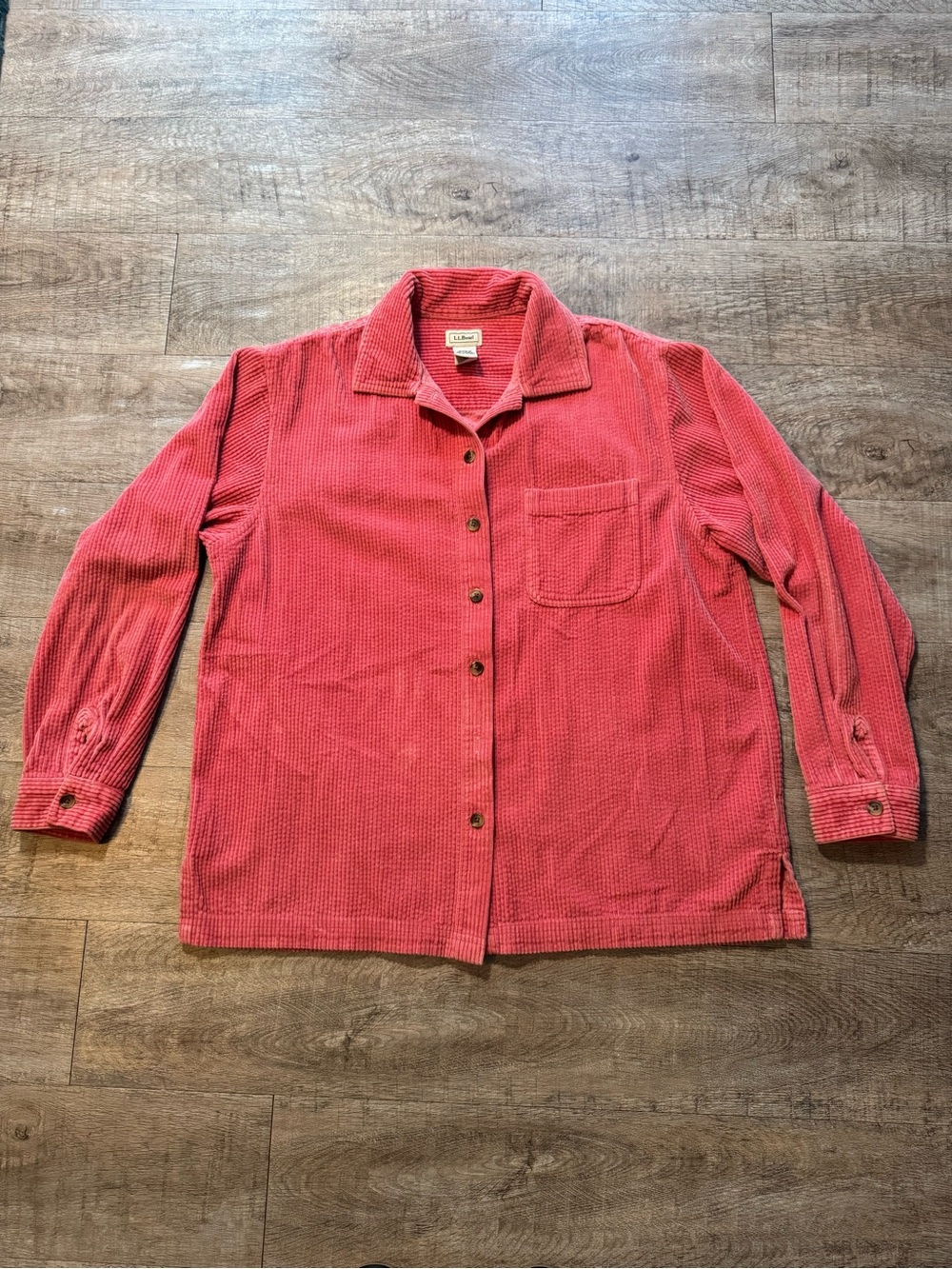 L.L. Bean Coral Pink Corduroy Shirt Jacket